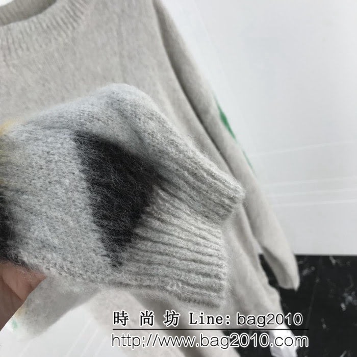 OW18SS秋冬新款毛衣 定制漸變交叉LOGO 原版馬海毛混紡面料 寬鬆版型 ydi2440